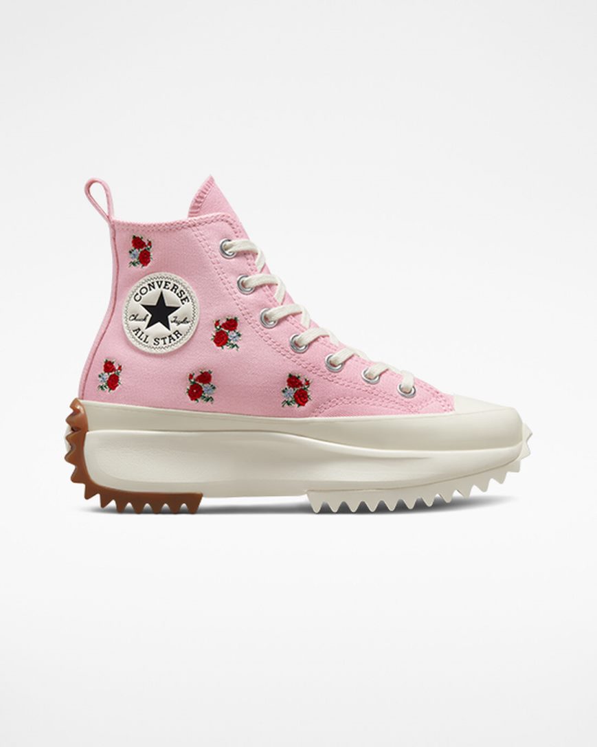 Men\'s Converse Run Star Hike Embroidered Floral High Top Platform Shoes Orange Pink / Red | AU 4C095A